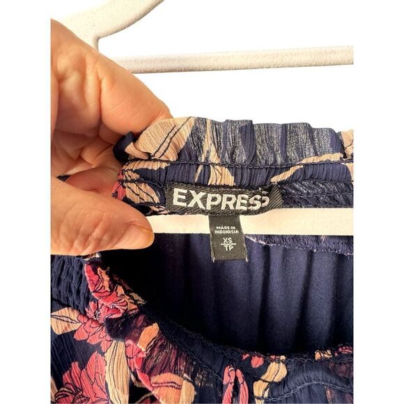 Express navy floral empire waist maxi dress sz XS - Picture 6 of 7